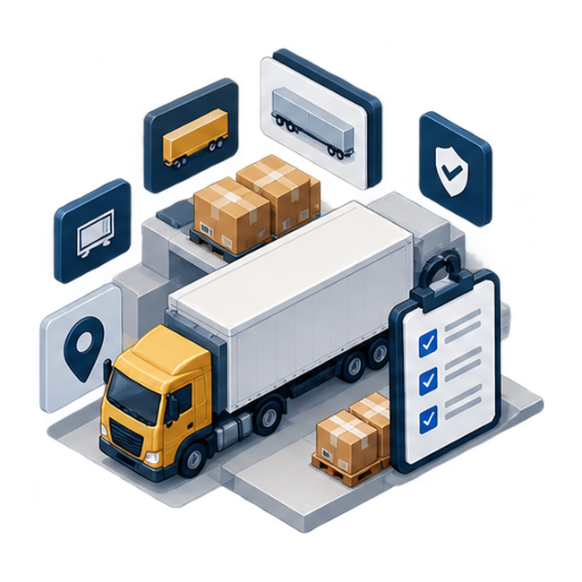 Isometric tractor-trailer with carrier capability details